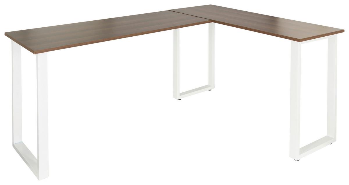 Eckschreibtisch B: 120 Cm Workspace Basic - Walnussfarben/Weiß, Basics, Holzwerkstoff/Metall (165/120/75cm) - MID.YOU