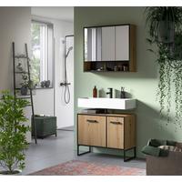 Badezimmer Bagno Schwarz /Eiche Artisan Dekor B: 80cm - Schwarz/Eiche Artisan, Trend, Holzwerkstoff (80cm) - MID.YOU