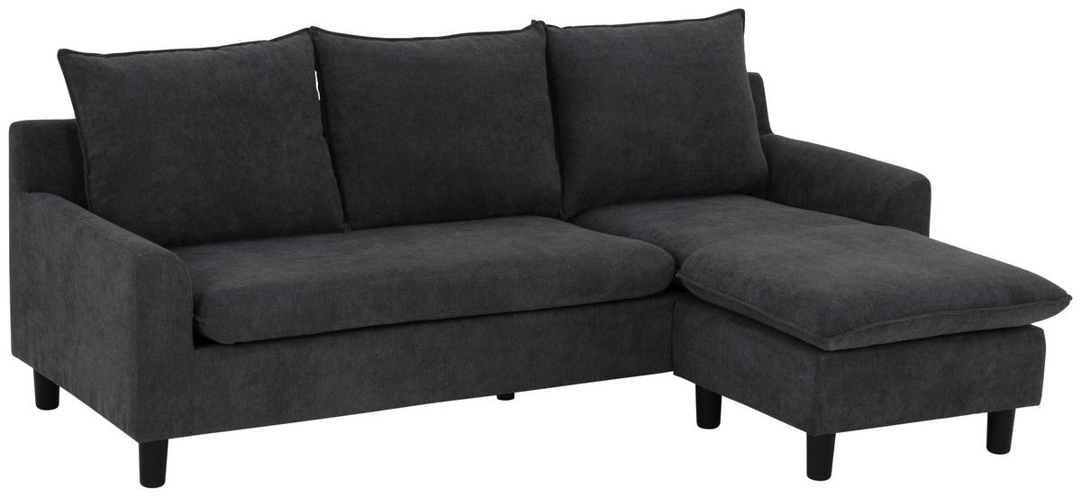 Ecksofa Milly - Dunkelgrau/Schwarz, MODERN, Textil (207/138cm) - P & B