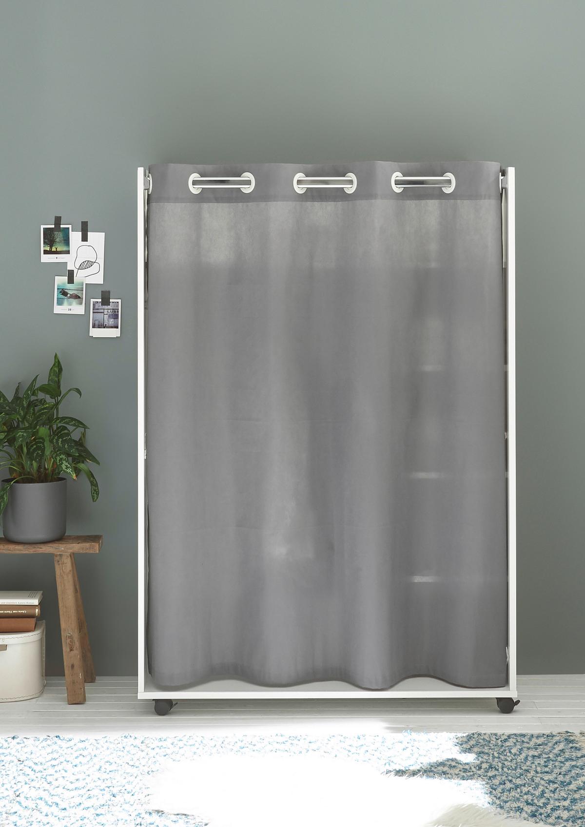 Offener Kleiderschrank Jenke Weiß/grau - Weiß/Grau, Basics, Holzwerkstoff/Textil (100/145/50cm) - MID.YOU