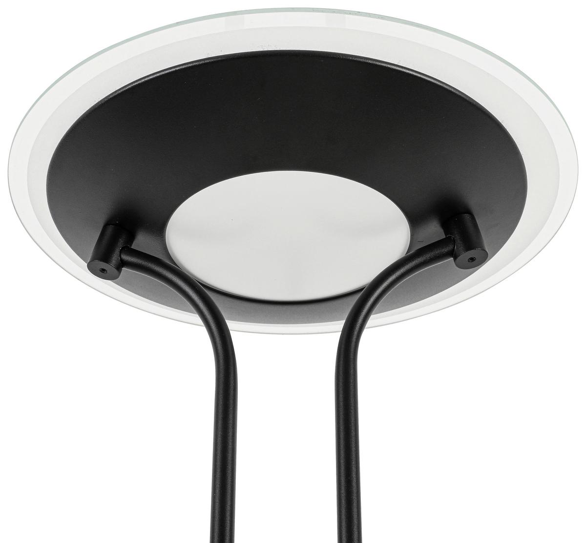 Stehlampe Robert Schwarz Mit Leselampe - Schwarz, MODERN, Glas/Kunststoff (30/180cm) - Luca Bessoni