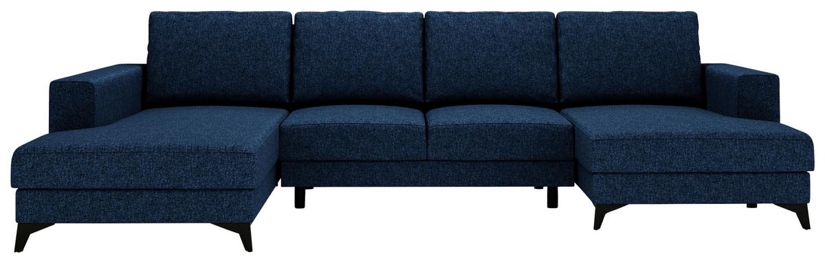 Harvey U Blau U: 190x339x156 Cm - Blau/Schwarz, Design, Textil (190/339/156cm) - Livetastic