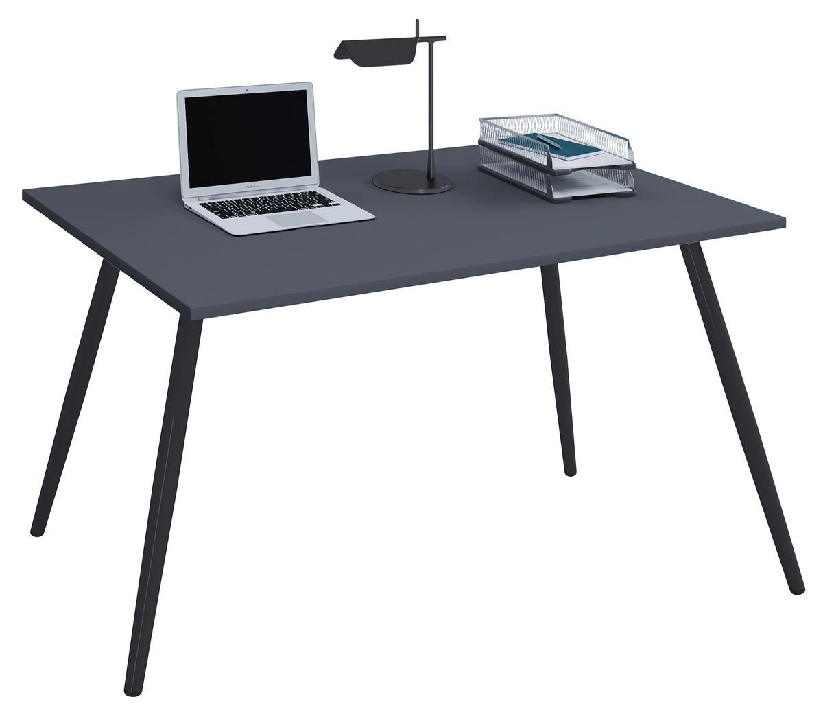 Schreibtisch Salia anthrazit/Schwarz, L: 138cm - Anthrazit/Schwarz, MODERN, Holzwerkstoff/Metall (138/50/70cm) - MID.YOU