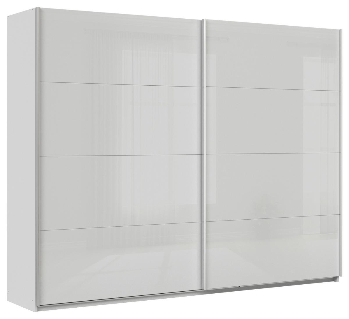 Tolóajtós Szekrény Feldkirch 271/210cm - világosszürke/magasfényű szürke, Modern, faalapú anyag/Üveg (271/210/62cm)