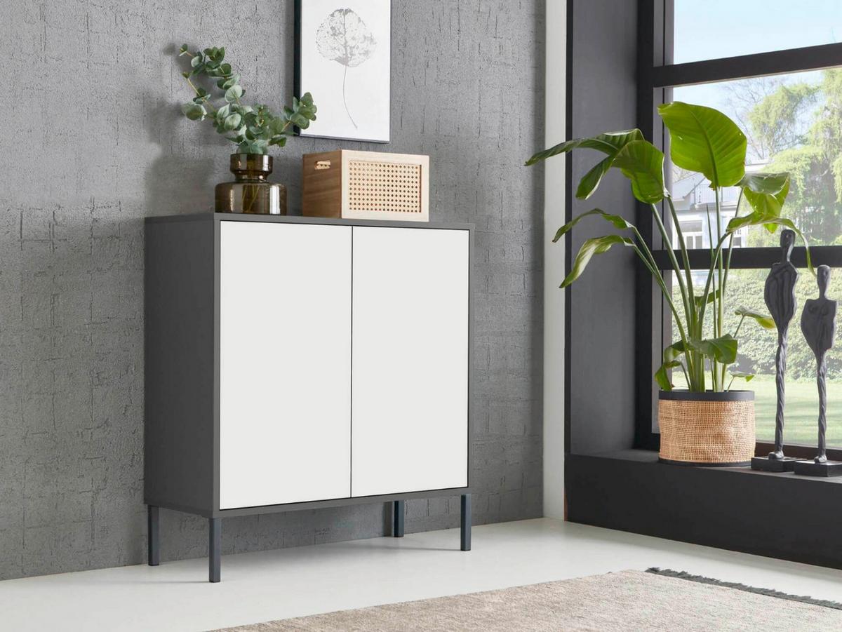 Sideboard Mailand Anthrazit/weiß B: 184,5cm - Anthrazit/Weiß, MODERN, Holzwerkstoff (184,5/86/33cm) - MID.YOU