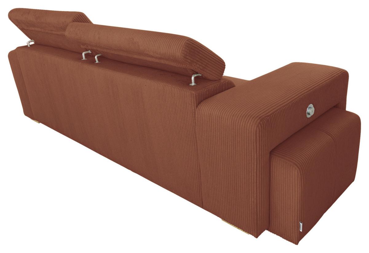 3-SitzerSofa m. Schlaffunktion Sirius S terracotta, B: 251cm - Terracotta/Schwarz, KONVENTIONELL, Holz/Holzwerkstoff (251/96/100cm)