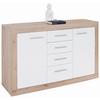 Sideboard B: 138 cm Malta, San Remo Eiche Dekor/Weiß - Eichefarben/Schwarz, MODERN, Holzwerkstoff (138/86/35cm)