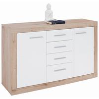ŠIROKÁ KOMODA MALTA - bílá/barvy dubu, Moderní, kompozitní dřevo/plast (138/86/35cm)