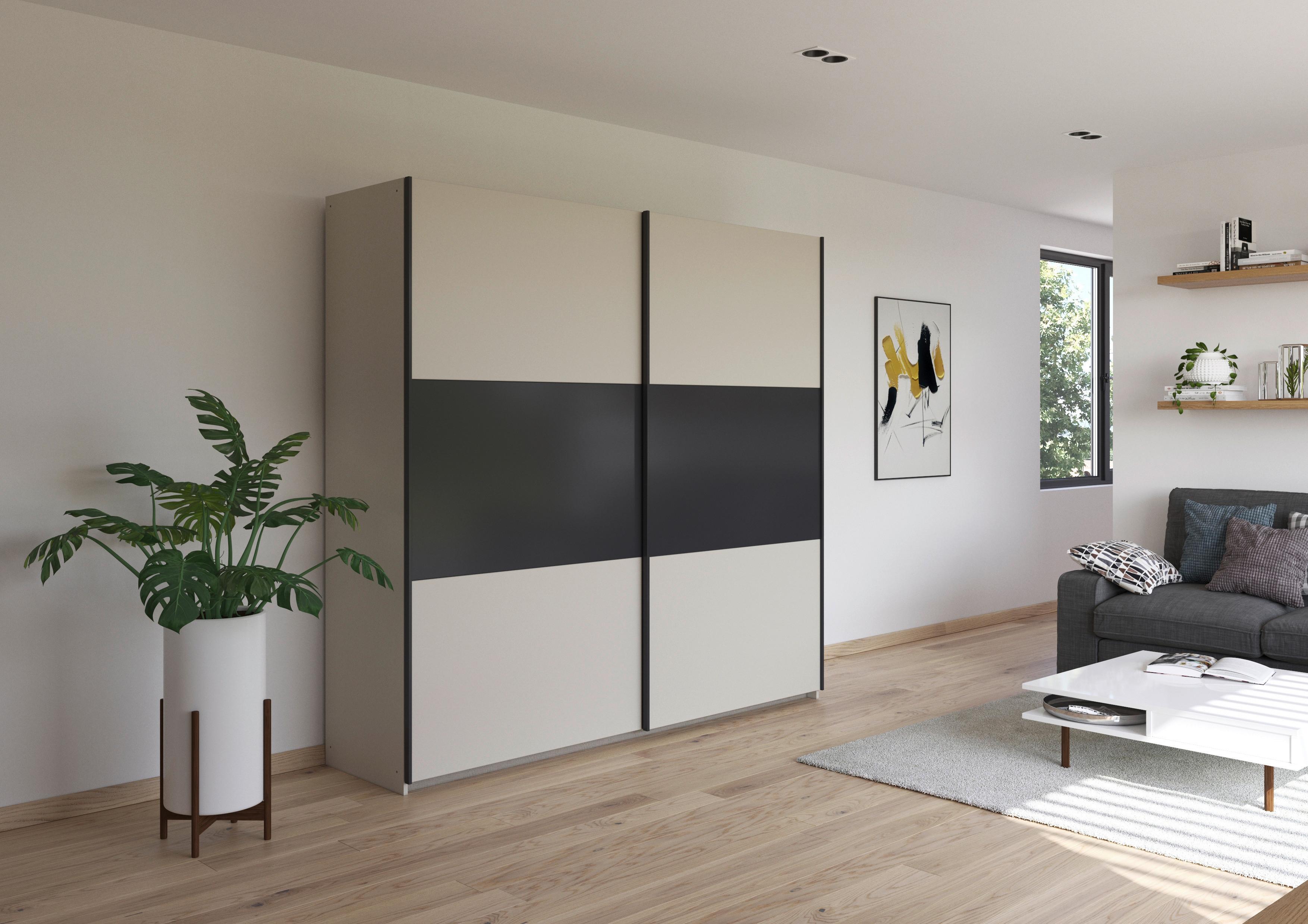 Schwebetürenschrank Neo Grau Champagner B: 218 cm - Champagner/Grau, MODERN, Holzwerkstoff (218/210/59cm) - Rauch Möbel