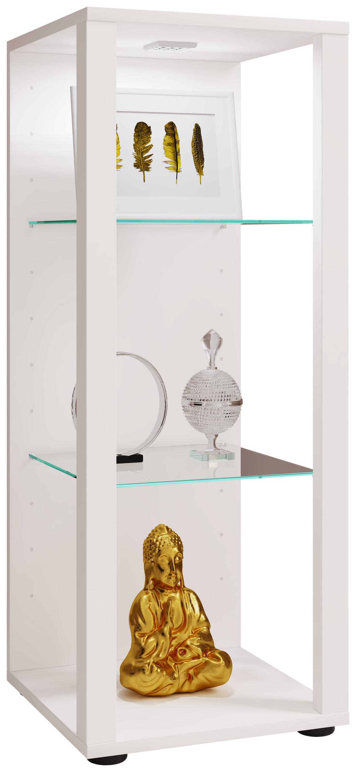 Vitrine Glasol M B: 35 cm Weiß - Schwarz/Weiß, MODERN, Glas/Holzwerkstoff (35/90/35cm) - MID.YOU