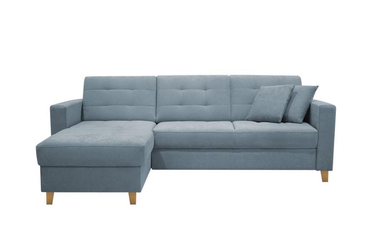 Rohová sedačka BJORN, oboustranná, šedomodrá žinylka - šedomodrá/přírodní barvy, Design, dřevo/textil (160/231cm) - Luca Bessoni