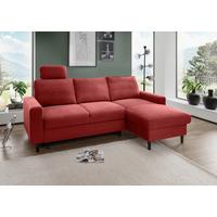 Eckschlafsofa Passione Rot S: 234x147 cm - Rot/Schwarz, MODERN, Textil (234/147cm) - Livetastic
