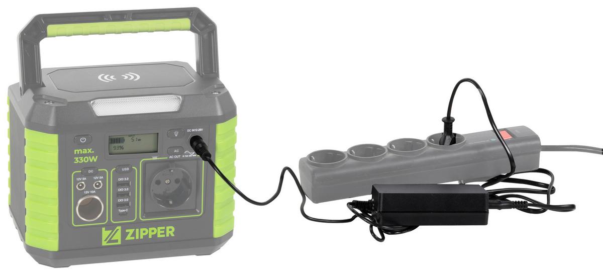 Powerstation Zi-Ps330 330 W 288,6 Wh Tragbar, Ladezeit 5 H - Schwarz/Grün, Basics (15,5/16,5/20,5cm) - Zipper