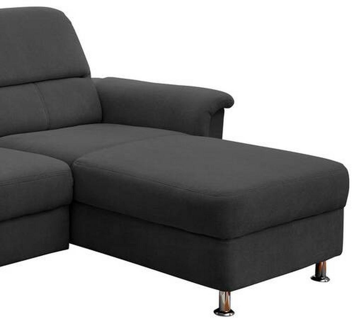 Ecksofa mit Relaxfunktion + USB Anschluss Parole, Mikrof. - Chromfarben/Schwarz, MODERN, Textil (231/165cm) - Livetastic