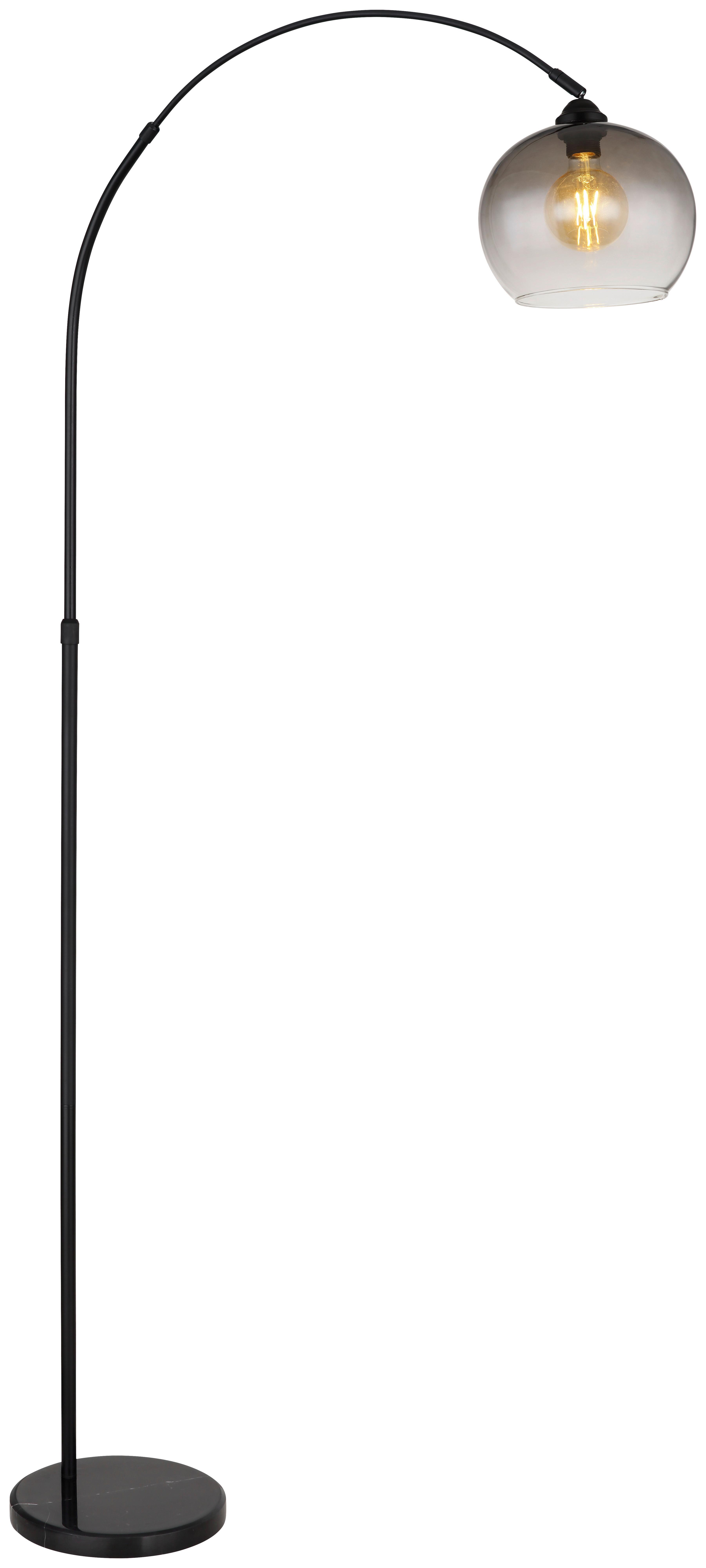 Stojacia lampa AMI, V:145-196 cm - čierna, Modern, kov/sklo (96/30/145-196cm) - Mömax