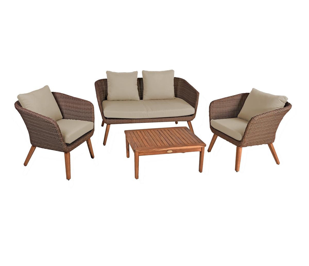 Gartenset Arona - Schwarz/Braun, Basics, Holz/Kunststoff - Gardenson