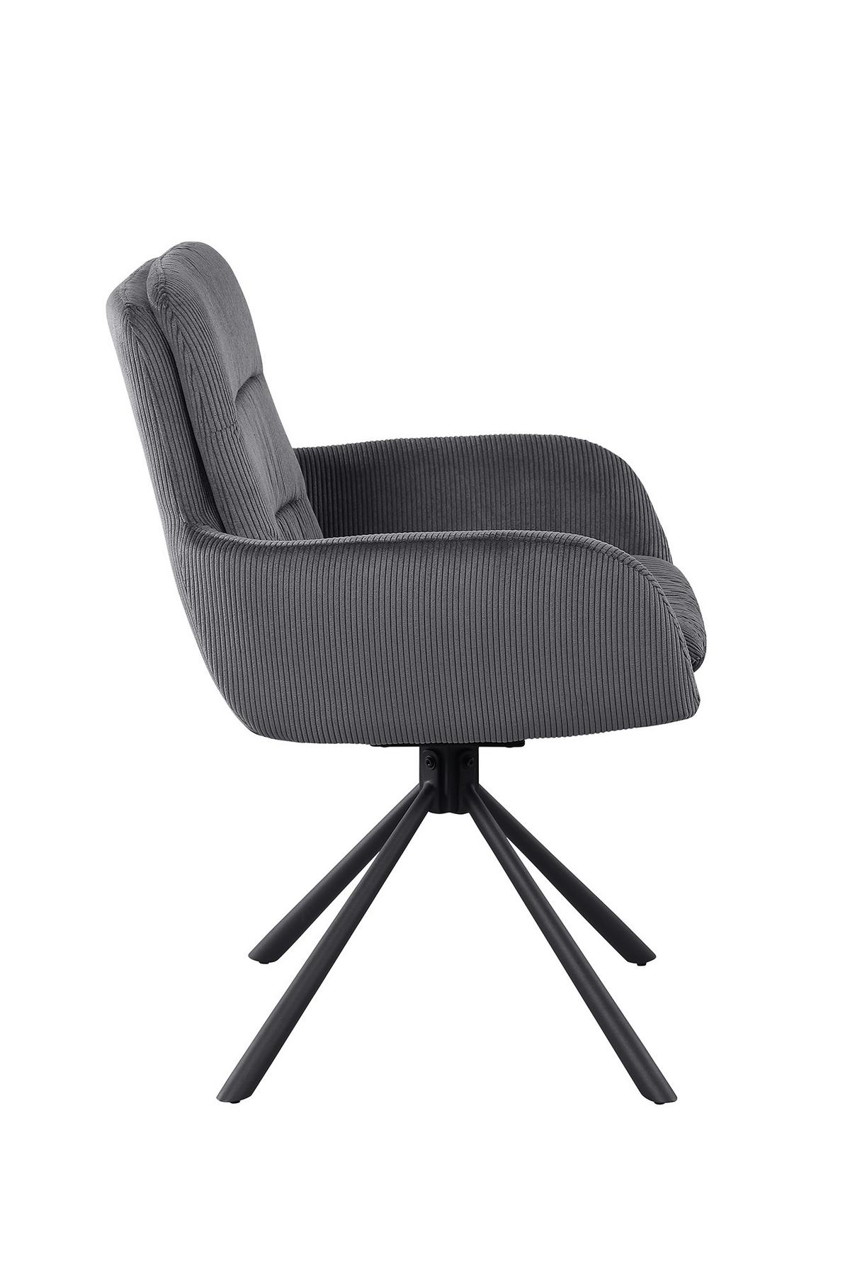 Armlehnstuhl Dunkelgrau B: 60cm - Dunkelgrau/Schwarz, MODERN, Textil/Metall (60/89/64cm) - Livetastic