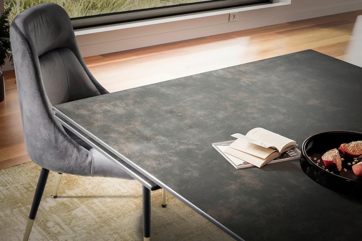 Esstisch Schwarz L: 180 cm - Schwarz, Design, Keramik/Metall (180/95/78cm) - MID.YOU