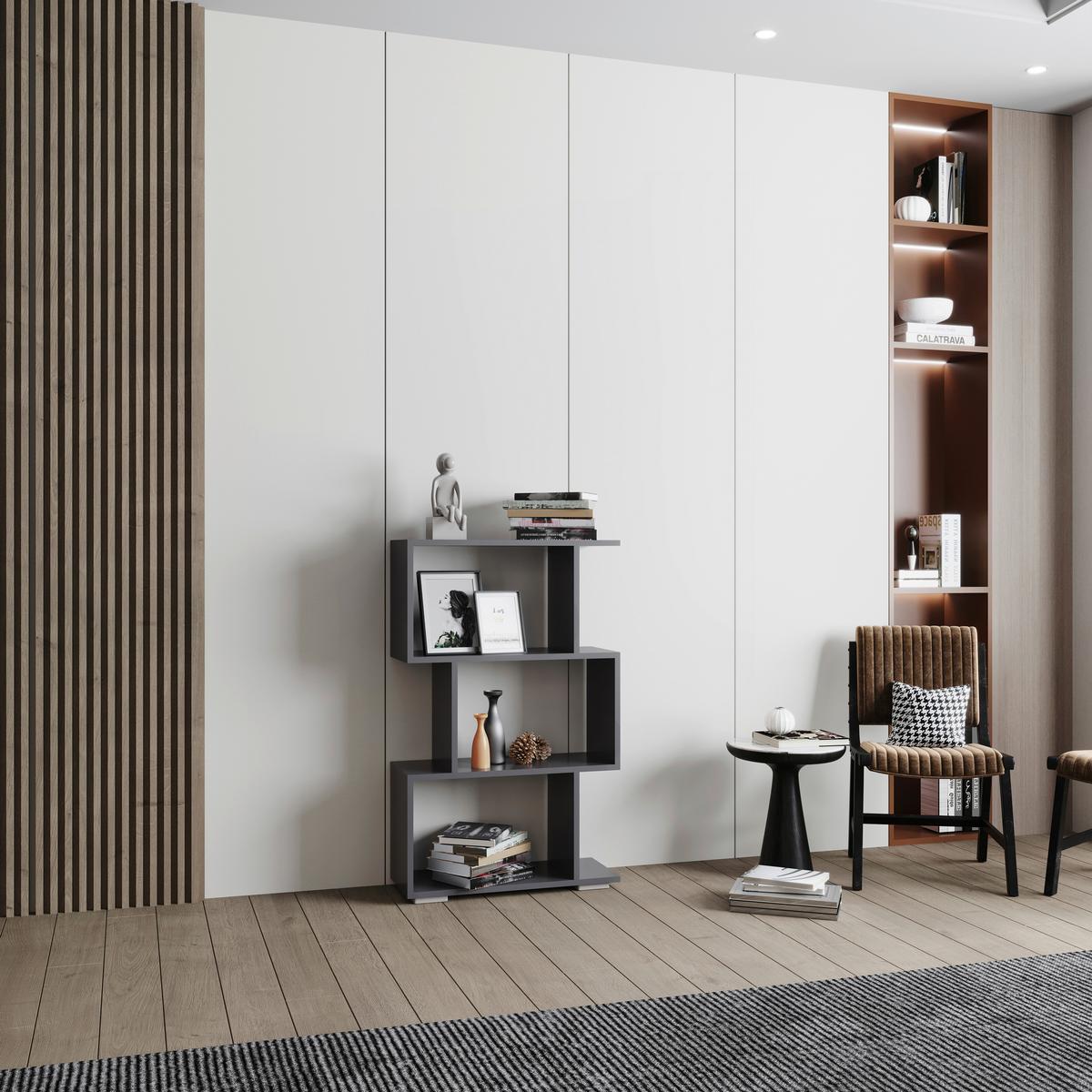 Regal Palusa Anthrazit B: 60 cm - Anthrazit/Silberfarben, Design, Holzwerkstoff (60/97/24cm) - MID.YOU