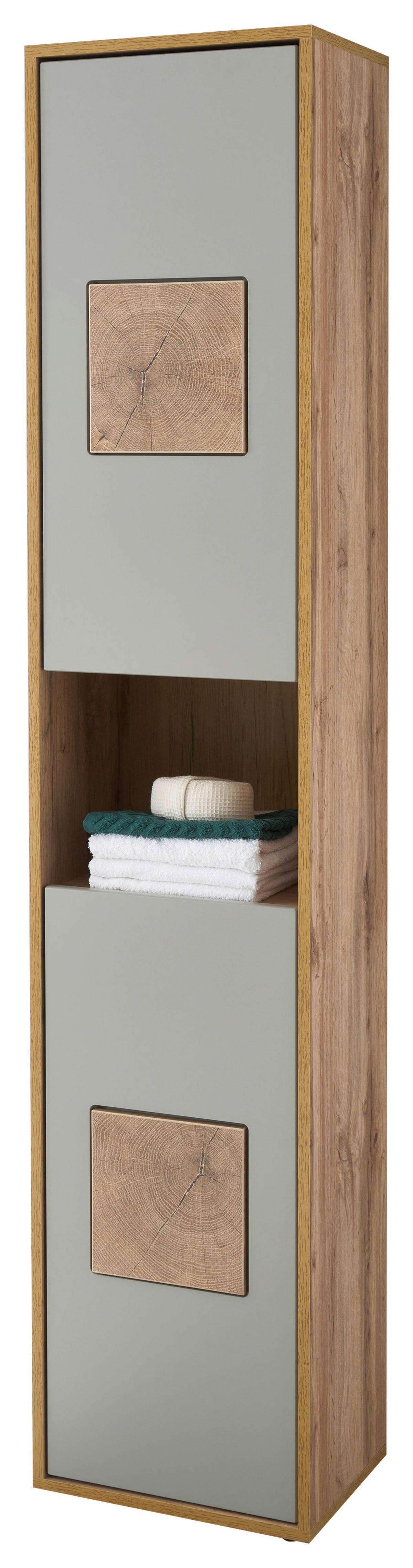 Hochschrank Greece Bxh 40x190 Cm Eiche Dekor/hellgrau - Eiche Wotan/Hellgrau, MODERN, Holzwerkstoff (40/190/30cm) - MID.YOU