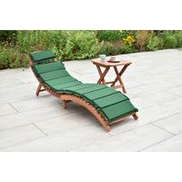 Gartenliege Holz inkl. Auflage Grün - Eukalyptusholzfarben/Beige, KONVENTIONELL, Holz/Textil - Gardenson