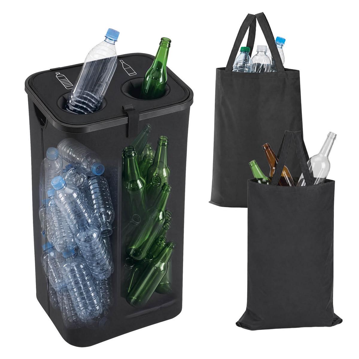FLASCHENSAMMLER EASYMAXX - Schwarz, Basics, Naturmaterialien/Kunststoff (40/32,5/72cm) - EASYMAXX
