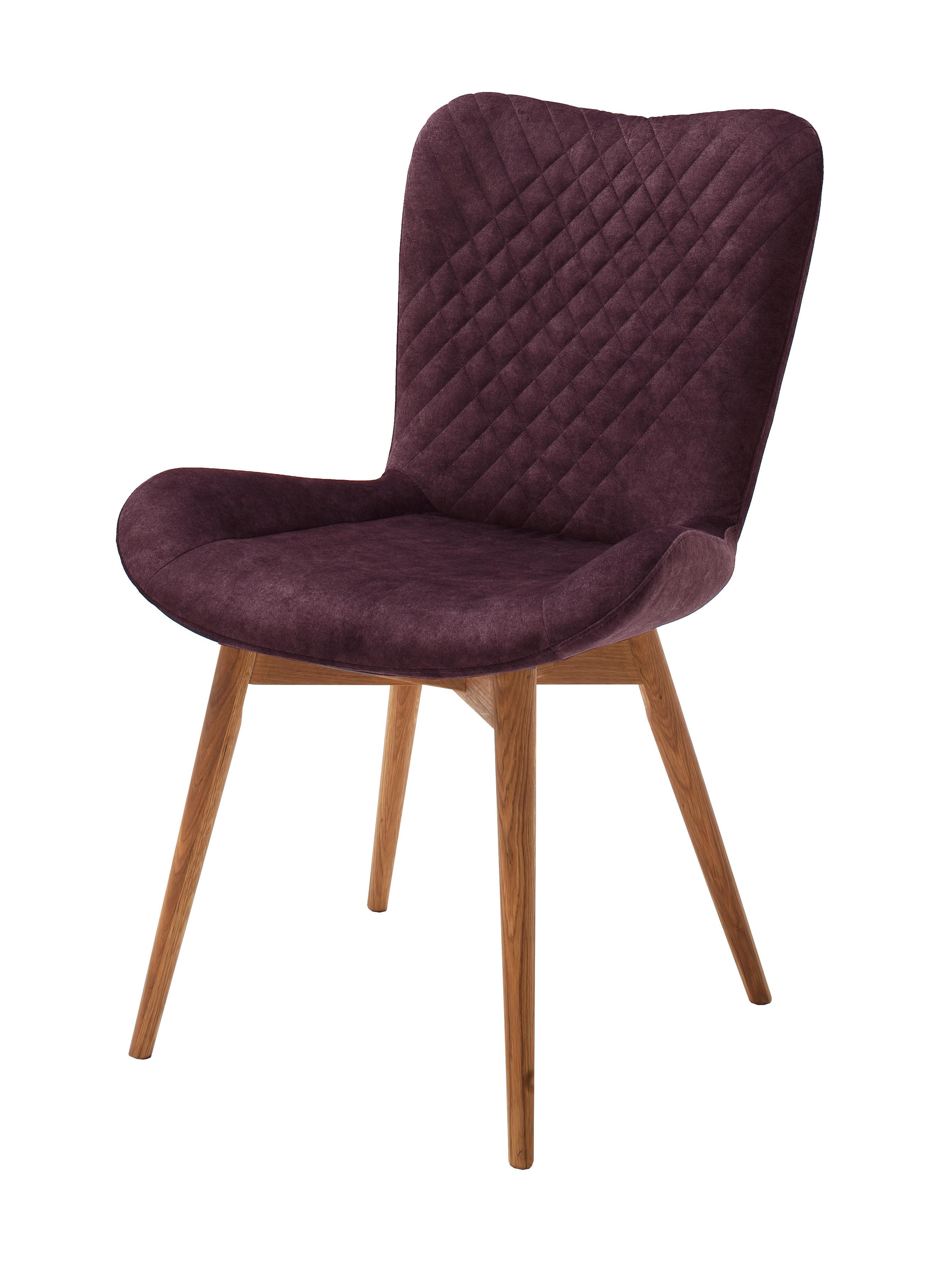 Stuhl Sarander Bordeaux Echtholz-Beine - Wildeiche/Bordeaux, Basics, Holz/Textil (58/88/67cm) - MID.YOU