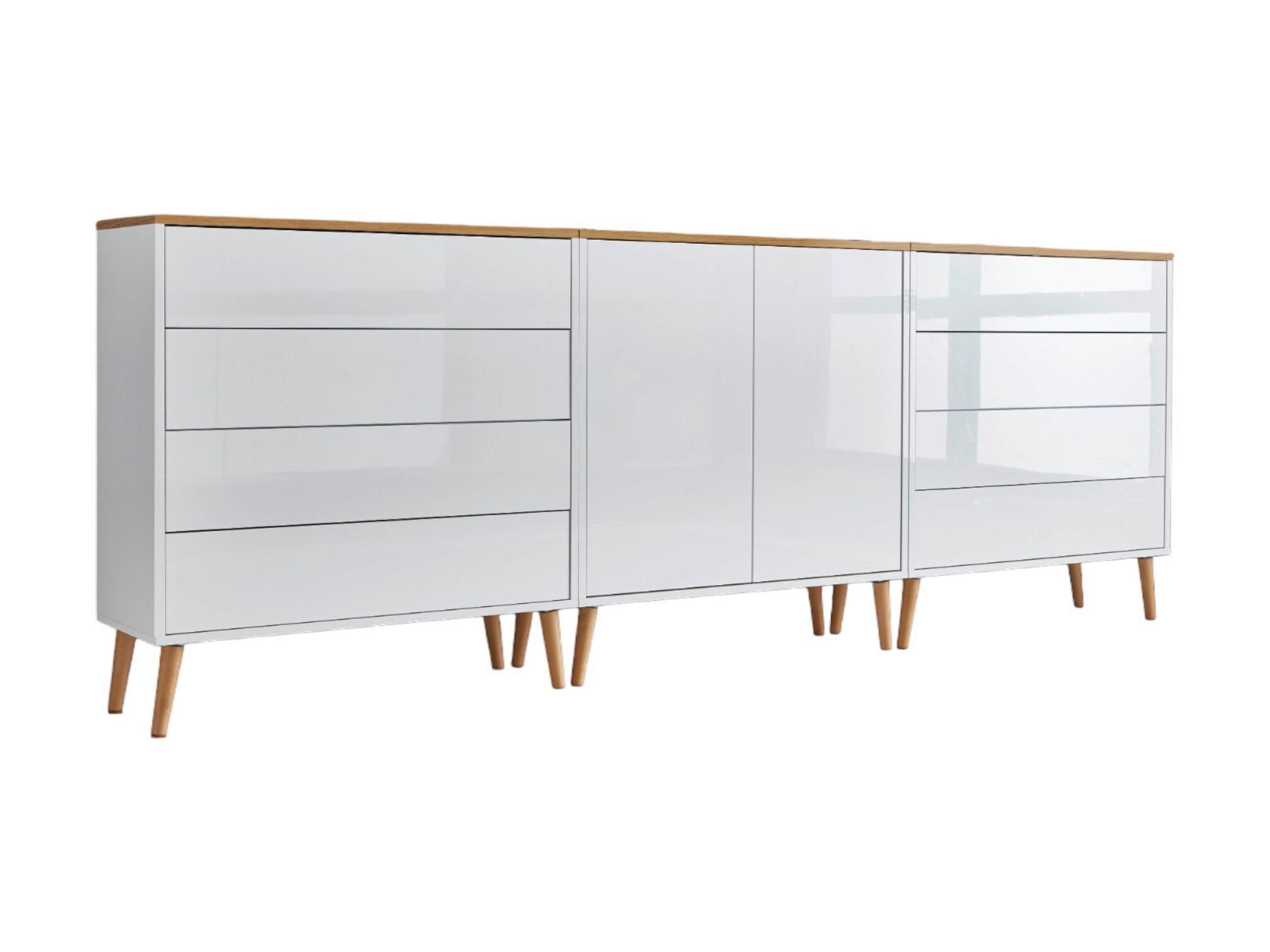 Sideboard Mailand4 B:237cm Weiß/Eiche - Weiß Hochglanz/Eiche Artisan, MODERN, Holzwerkstoff (237/86/33cm) - MID.YOU
