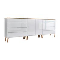 Sideboard Mailand4 B:237cm Weiß/eiche - Weiß Hochglanz/Eiche Artisan, MODERN, Holzwerkstoff (237/86/33cm) - MID.YOU