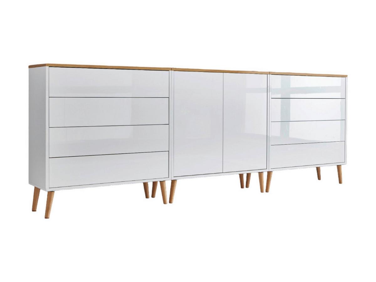 Sideboard Mailand4 B:237cm Weiß/eiche - Weiß Hochglanz/Eiche Artisan, MODERN, Holzwerkstoff (237/86/33cm) - MID.YOU