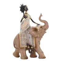 Skulptur Masai With Elephant Multicolor B: 22,5 cm - Multicolor, Basics, Kunststoff (22.5/32.5/12cm)