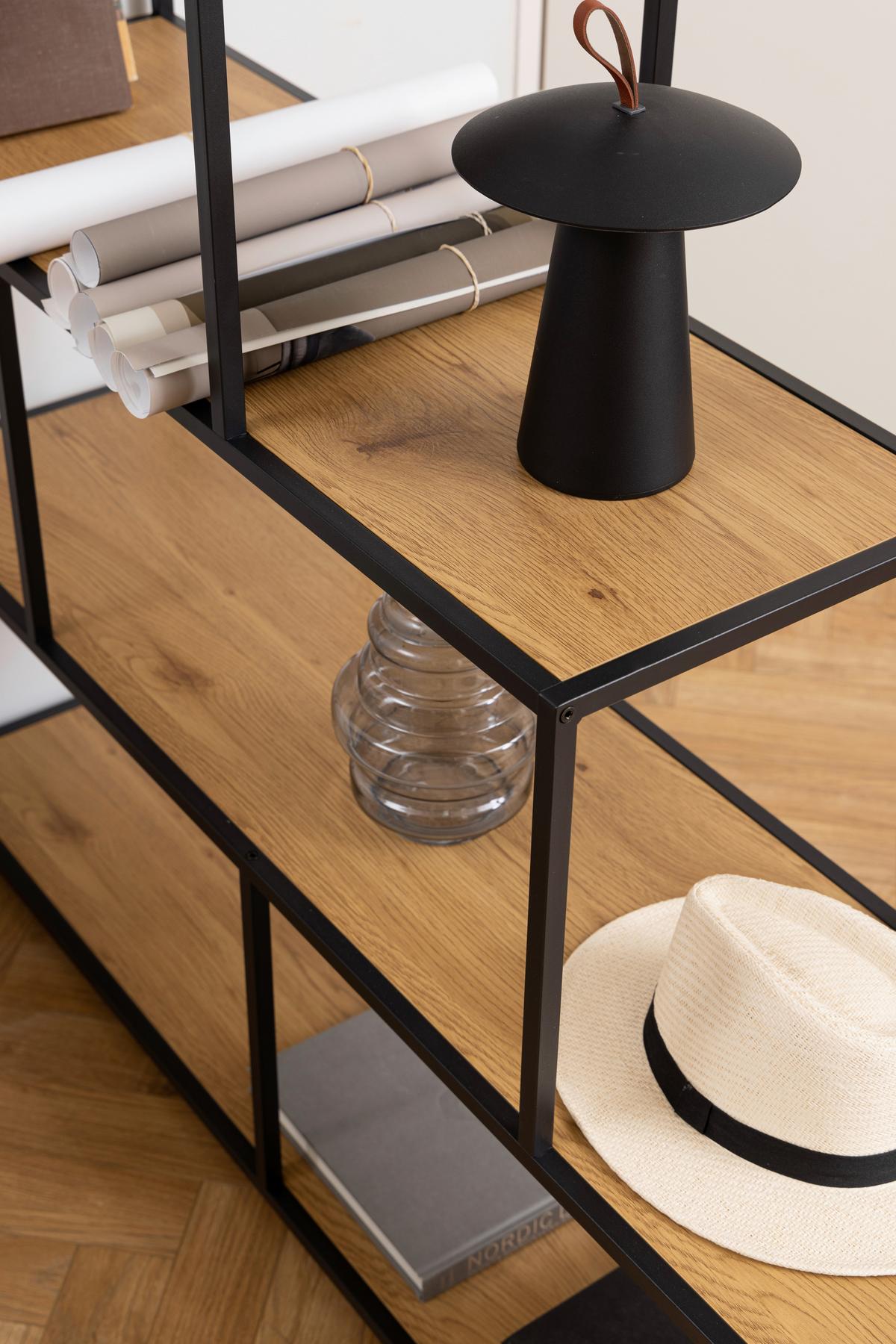 DELIACA STENA SEAFORD - čierna/farba duba, Trend, kov/kompozitné drevo (135/150/35cm)