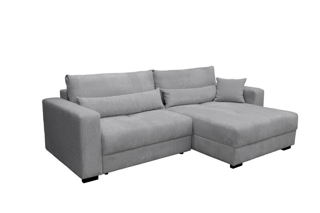 Rohová sedačka ALEX, obojstranná, sivý menčester - čierna/sivá, Modern, textil (265/170cm)