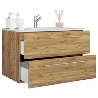 Waschtischkombi Badinos Honigeiche B: 81 cm - Honigeiche/Weiß, MODERN, Keramik/Holzwerkstoff (81cm) - MID.YOU