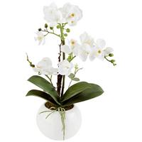 Kunstpflanze Orchidee Weiß/Grün L: 23 cm mit Topf - Weiß/Braun, KONVENTIONELL, Keramik/Kunststoff (23/47cm) - James Wood