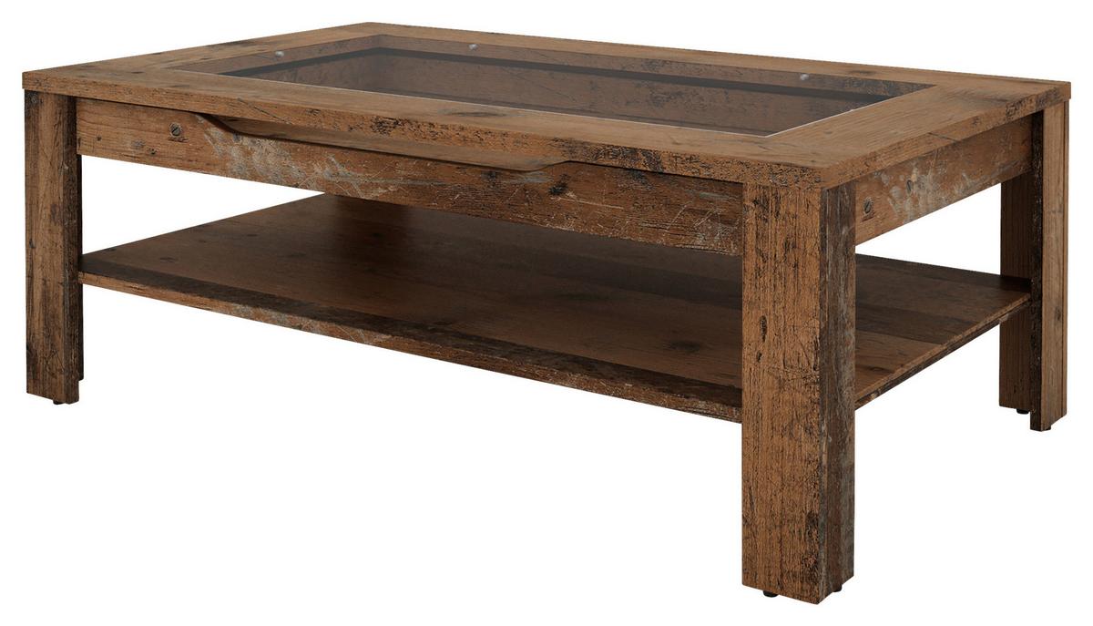 Couchtisch mit Glasplatte + Ablagefach Ralph Braun - Anthrazit/Braun, Basics, Glas/Holzwerkstoff (110/67/43cm) - MID.YOU