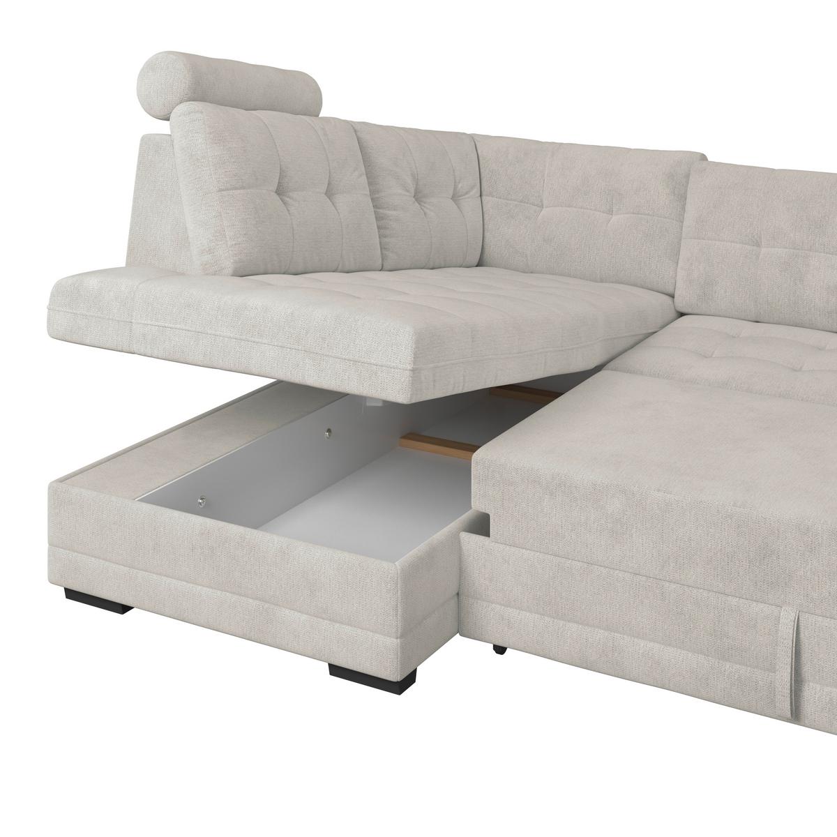 Ecksofa mit Schlaffunktion Falco new Beige 183x251 cm - Beige/Schwarz, KONVENTIONELL, Textil (183/251cm) - Ondega