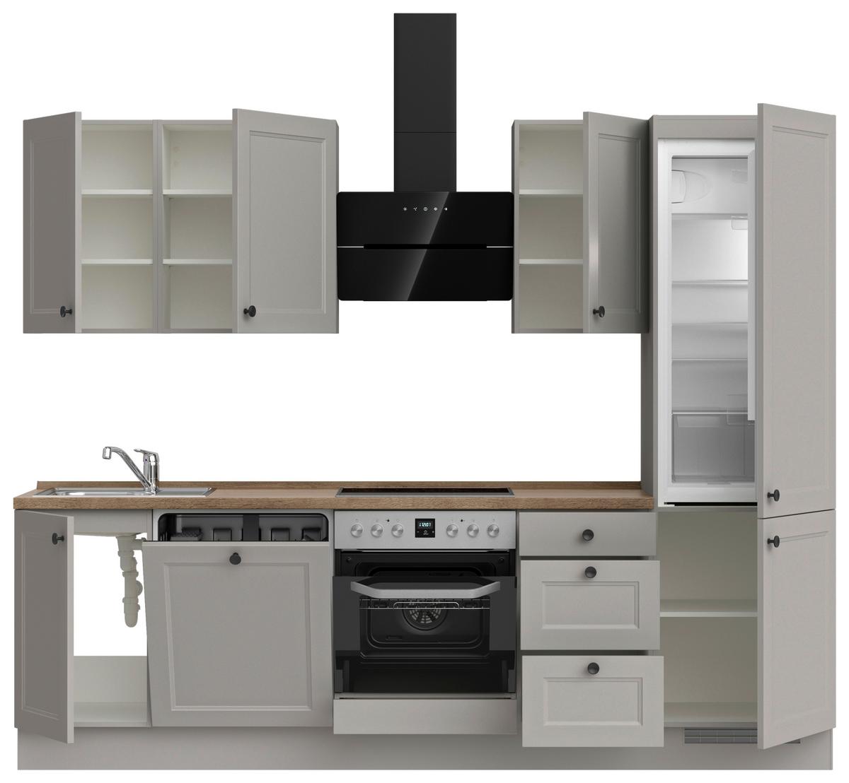 Kuchyňská linka 270 cm, kamenná sivá supermatná - šedá/černá, Moderní, kov/kompozitní dřevo (270cm) - Nobilia