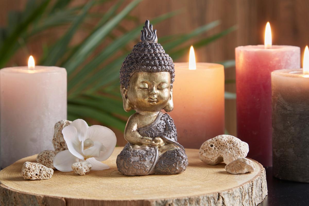 Dekofigur Buddha H: 13,5 cm Kunststoff für In- und Outdoor - Goldfarben/Braun, LIFESTYLE, Kunststoff (6/6/13,5cm) - Luca Bessoni