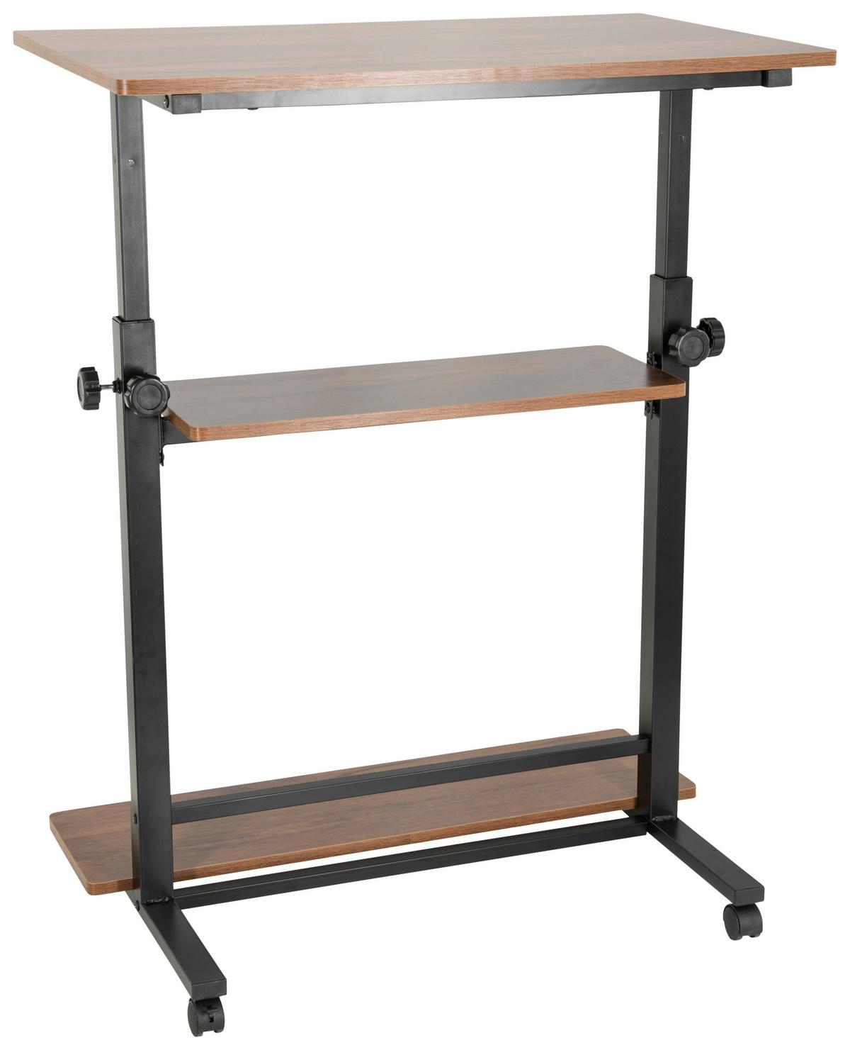 Schreibtisch Workstation II Schwarz/Walnuss Dekor - Walnussfarben/Schwarz, Basics, Holzwerkstoff/Kunststoff (80/80x120/50cm) - MID.YOU