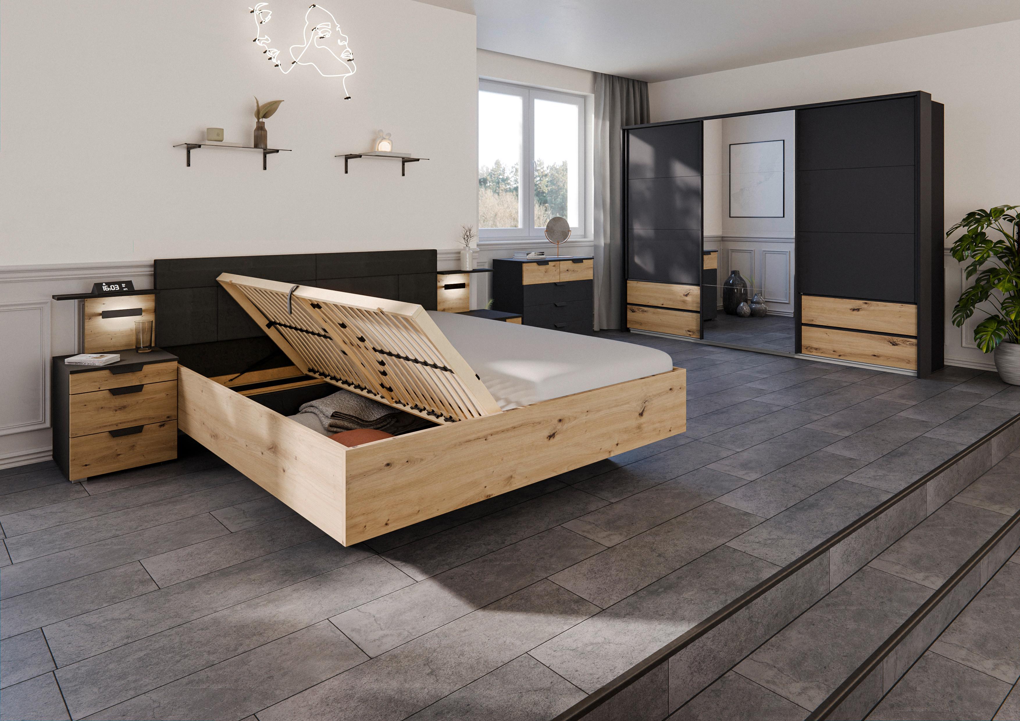 Bett Karpo - Eiche Artisan, MODERN, Holzwerkstoff/Textil (160/200cm)