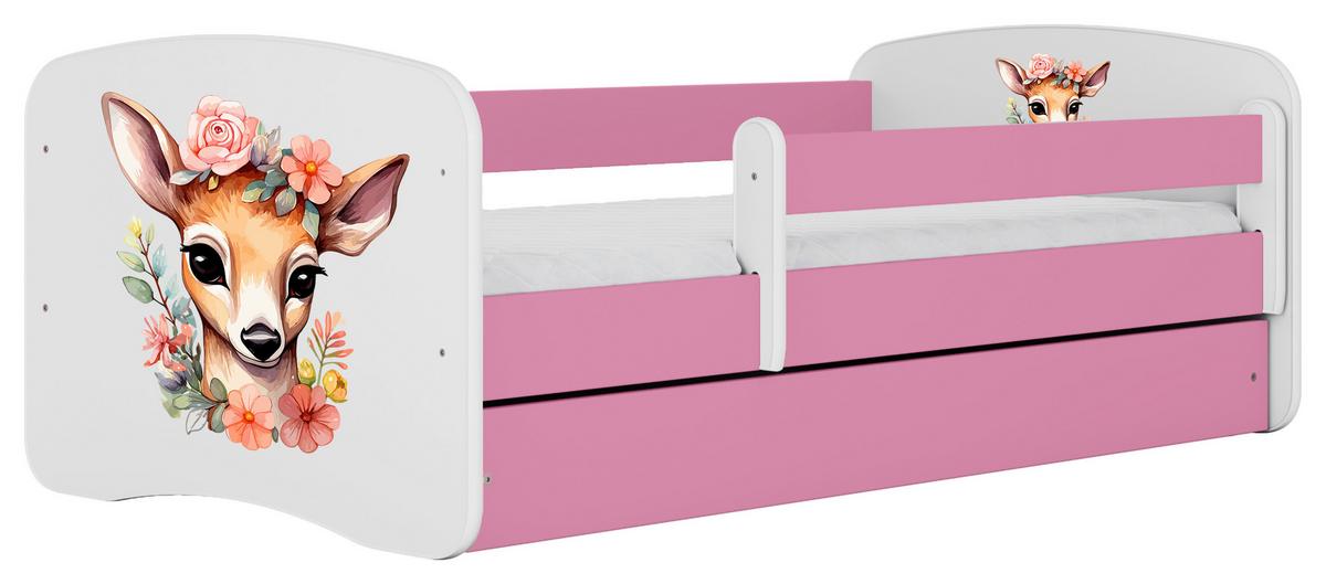Kinder-/Juniorbett Babydreams Inkl. Matratze 80x160 - Pink/Birkefarben, MODERN, Holz/Holzwerkstoff (80/160cm) - MID.YOU