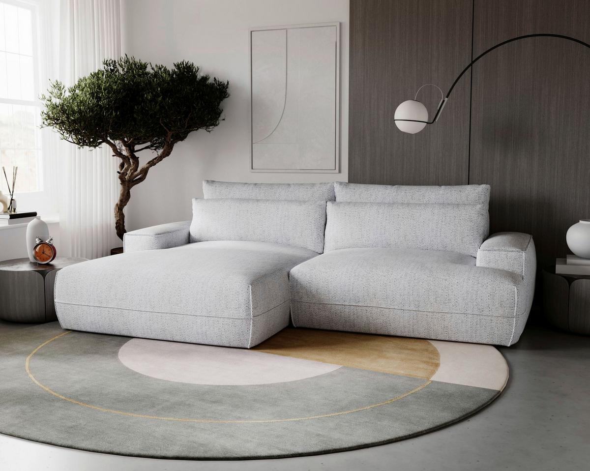Ecksofa mit Schlaffunktion & Bettkasten Fresh Hellgrau - Hellgrau/Schwarz, Design, Textil (156/272cm) - Livetastic