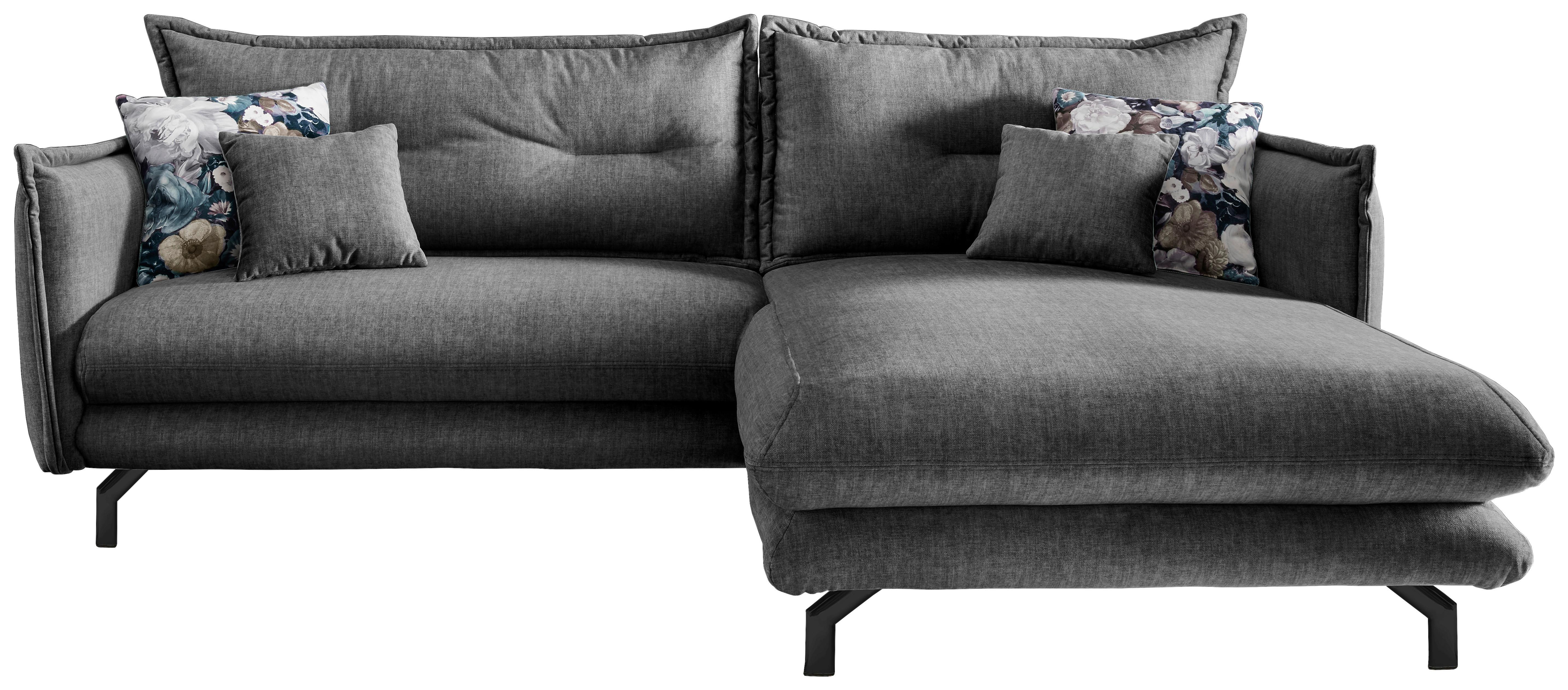 Ecksofa Lava Grau S: 255/180 cm - Türkis/Schwarz, MODERN, Textil (255/180cm) - Livetastic