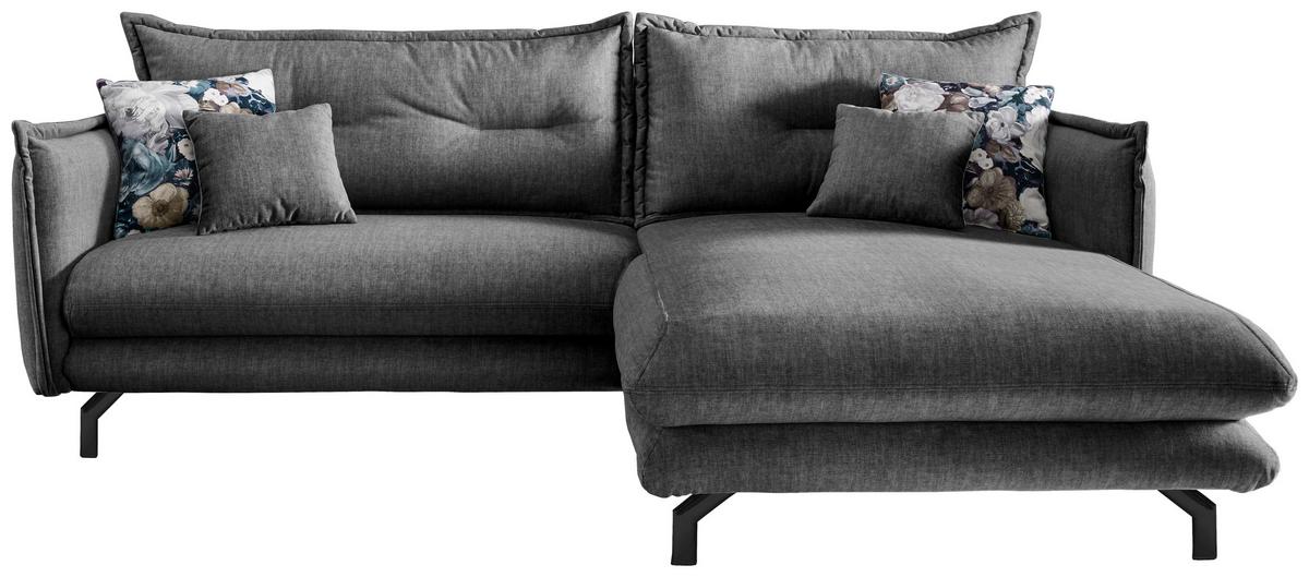 Ecksofa Lava Grau S: 255/180 Cm - Türkis/Schwarz, MODERN, Textil (255/180cm) - Livetastic