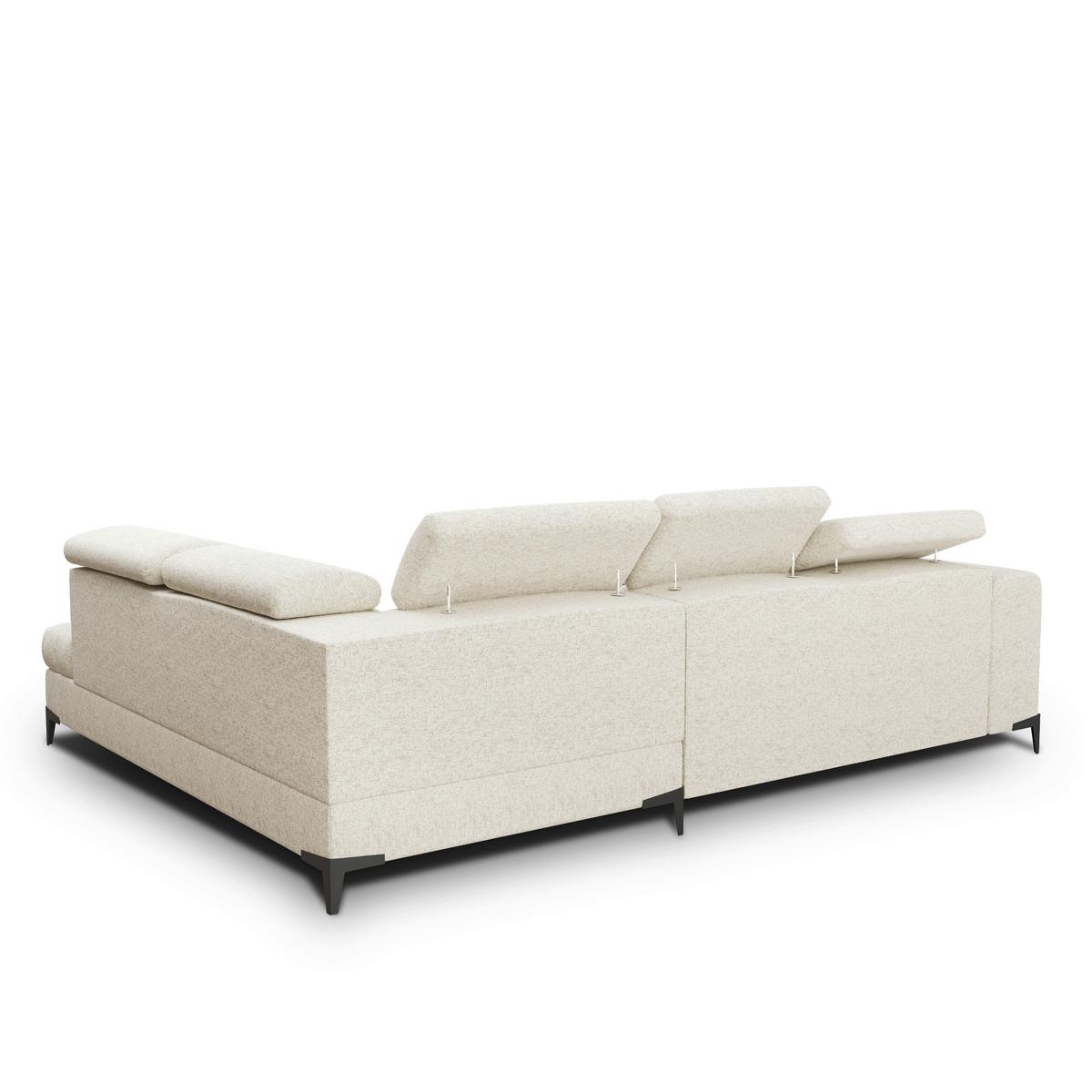 Rohová sedačka MASON, pravá, krémovo-béžová tkanina - čierna/krémová, Modern, kov/drevo (271/211cm) - Mömax