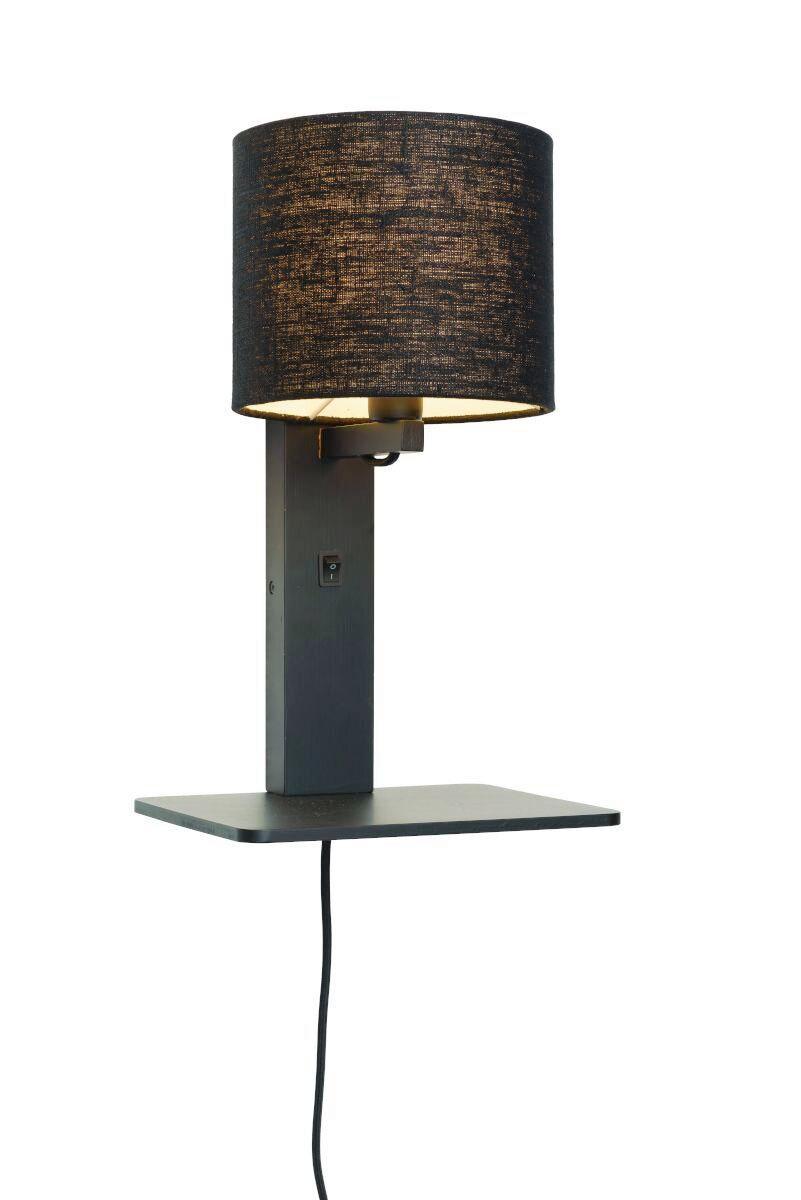 Wandleuchte Andes/w1/b/1815/b - Schwarz, Trend, Holz/Textil (19/24/36cm) - Good & Mojo