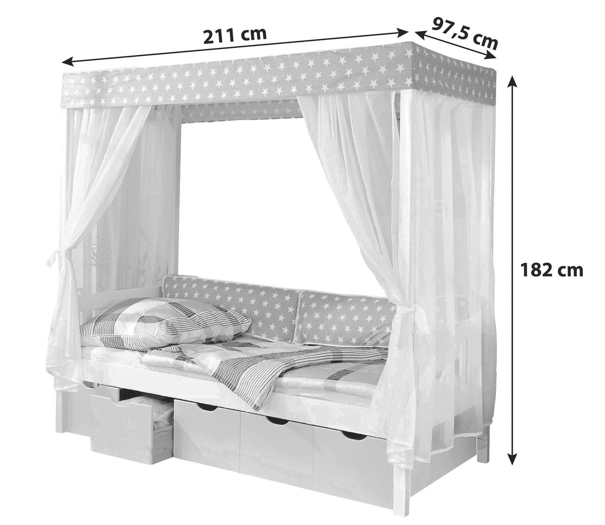 Postel s nebesy LINO závěs bežově-bíly - bílá/béžová, Moderní, dřevo (90/200cm) - MID.YOU