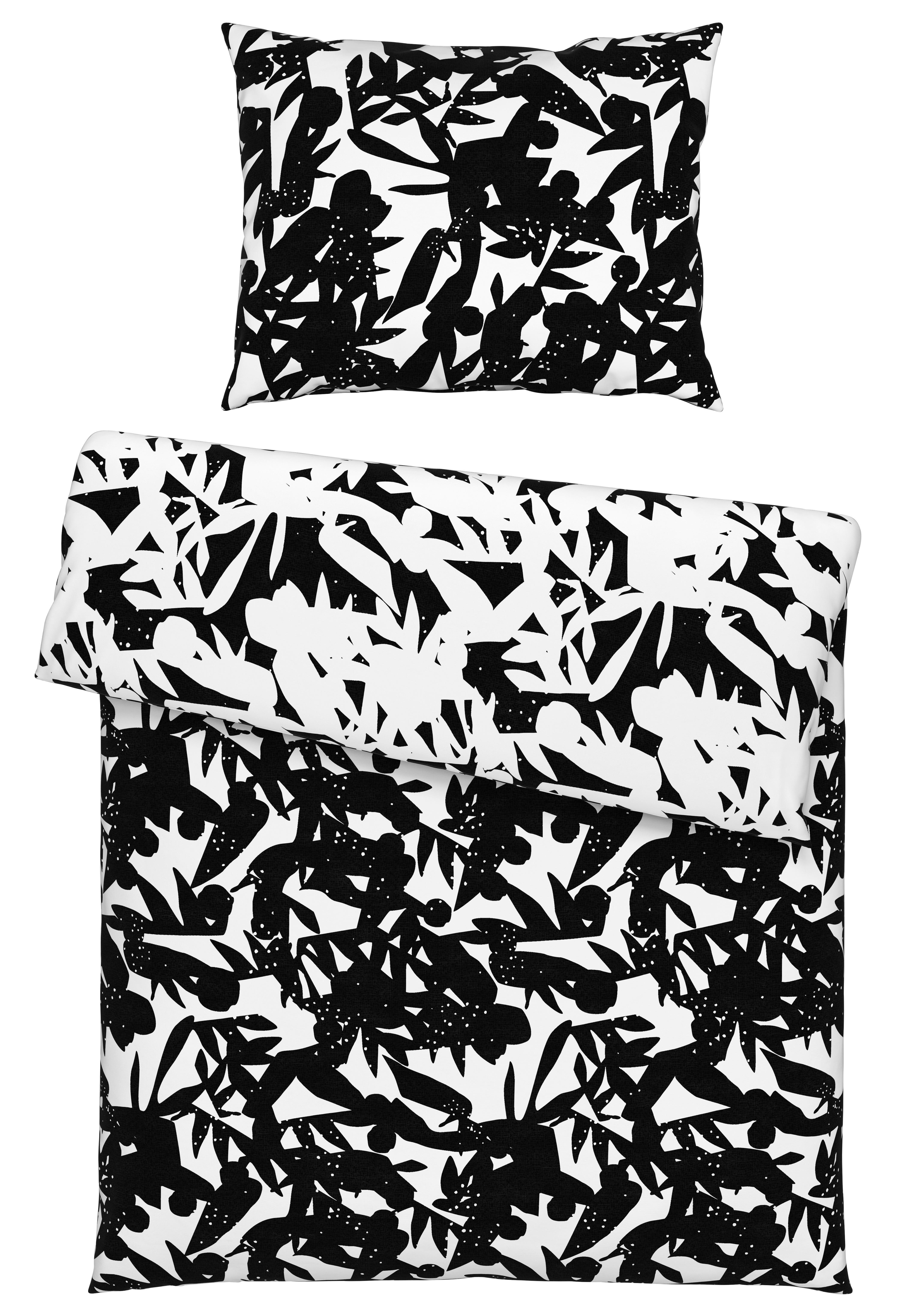 Obojstranná Posteľná Bielizeň Abstract Wende, 140/200cm - čierna/biela, Konvenčný, textil (140/200cm) - Modern Living