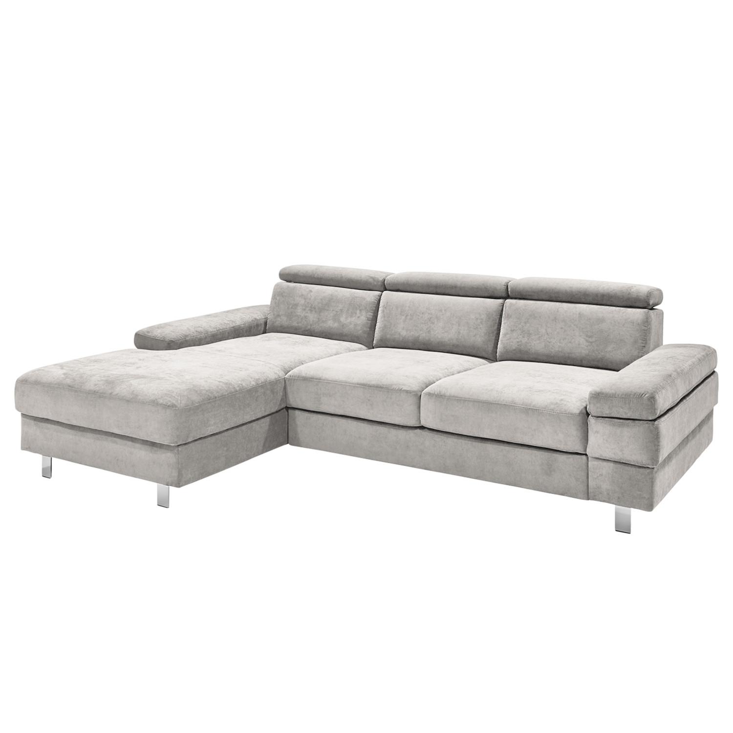 Ecksofa Elvis Silberfarben S: 182x259 Cm - Silberfarben, KONVENTIONELL, Textil (182/259cm) - Trendmanufaktur